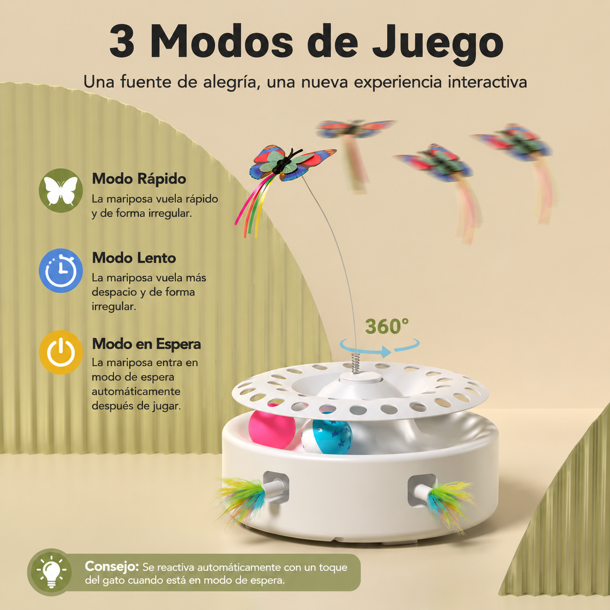 Juguete Interactivo 3 en 1 para Gatos
